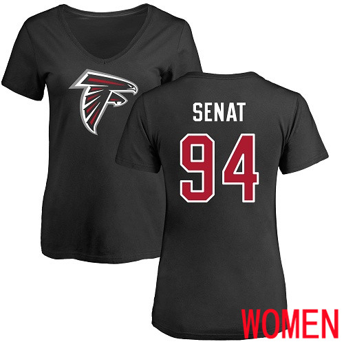 Atlanta Falcons Black Women Deadrin Senat Name And Number Logo NFL Football #94 T Shirt->atlanta falcons->NFL Jersey